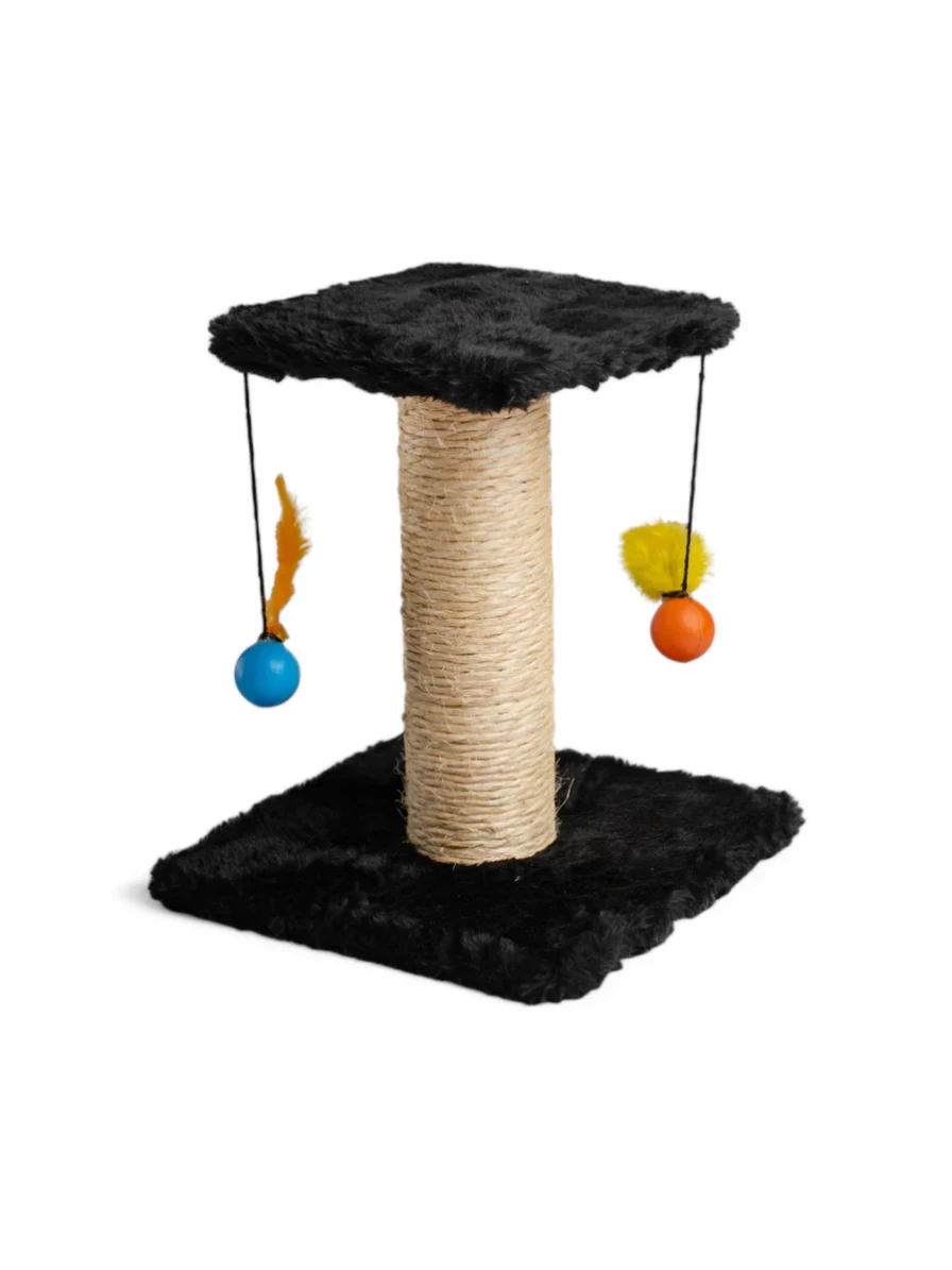 Arranhador de Gato Poste de Sisal com Plataforma e Pompons