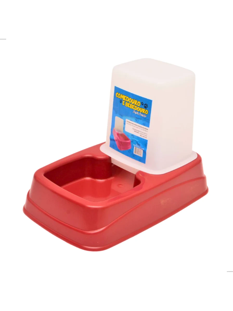 Comedouro e Bebedouro Duplo com Dosador Automático para Cães e Gatos